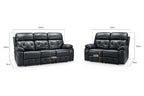 Cody Black Faux Leather Quilted Back Manual Reclining 3 Seater