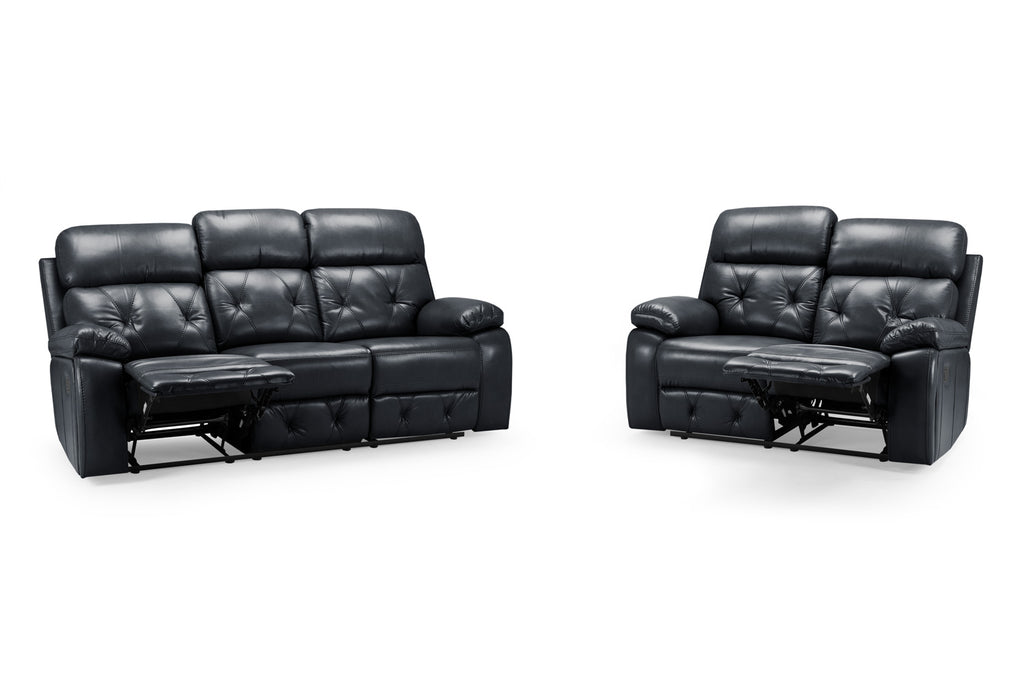 Cody Black Faux Leather Quilted Back Manual Reclining 2 Seater
