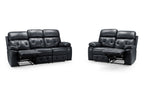 Cody Black Faux Leather Quilted Back Manual Reclining 2 Seater