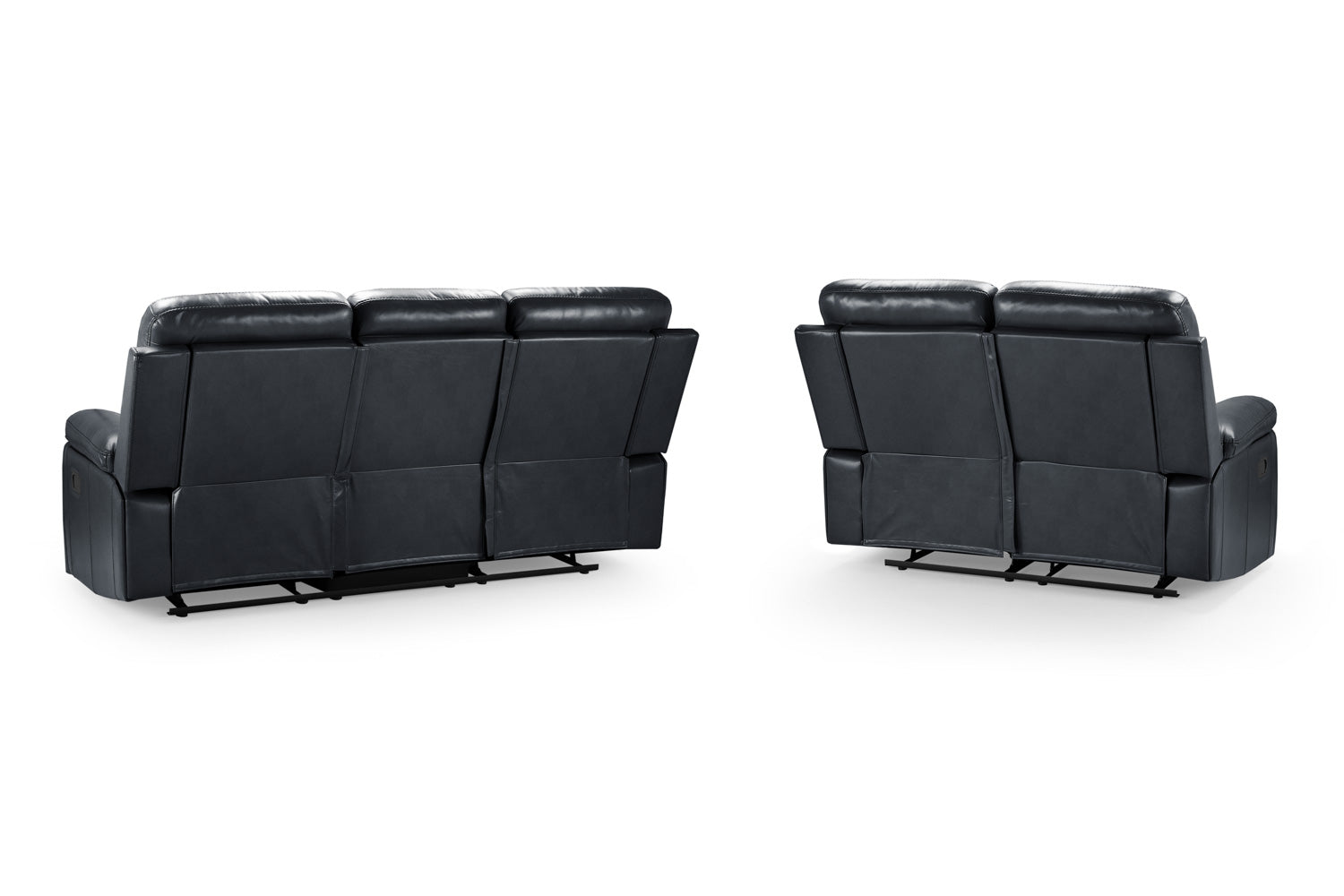 Cody Black Faux Leather Quilted Back Manual Reclining 3 Seater