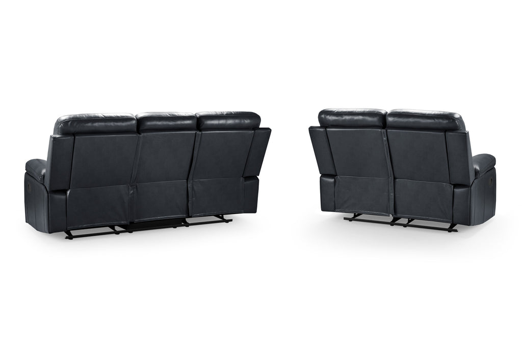 Cody Black Faux Leather Quilted Back Manual Reclining 2 Seater