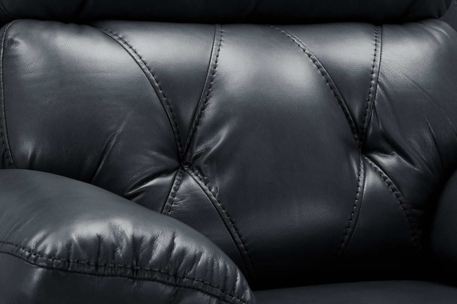Cody Black Faux Leather Quilted Back Manual Reclining 3 Seater