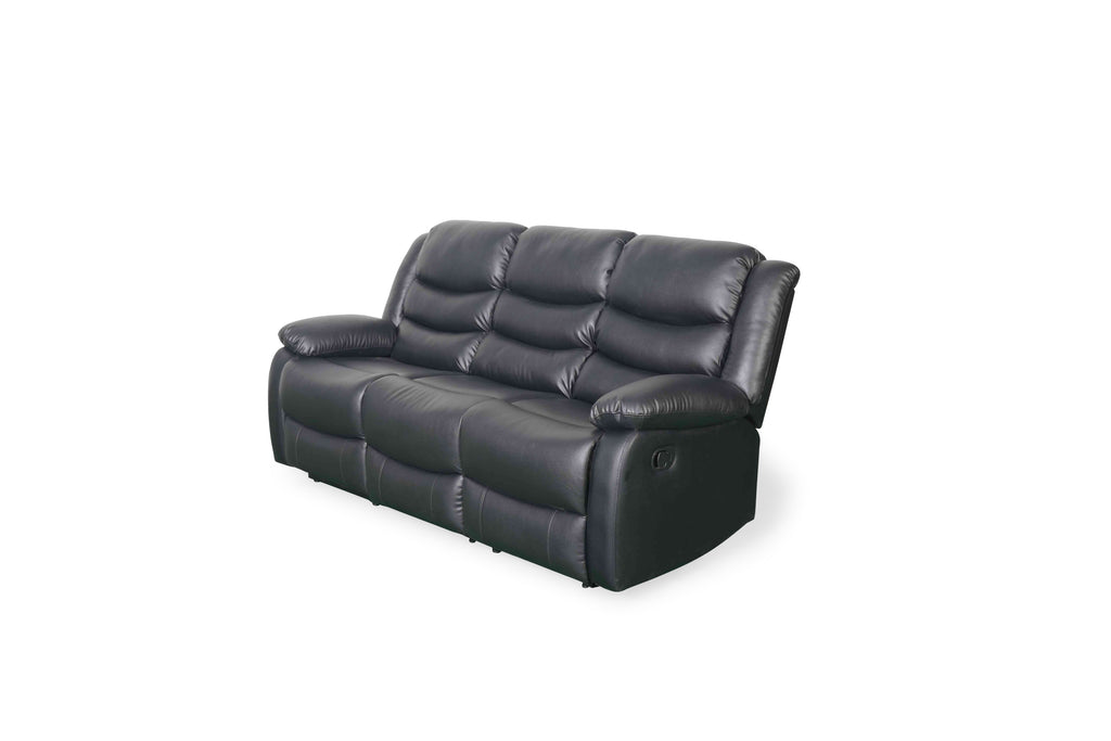 Conrad Manual Recliner Sofa Black 3 Seater