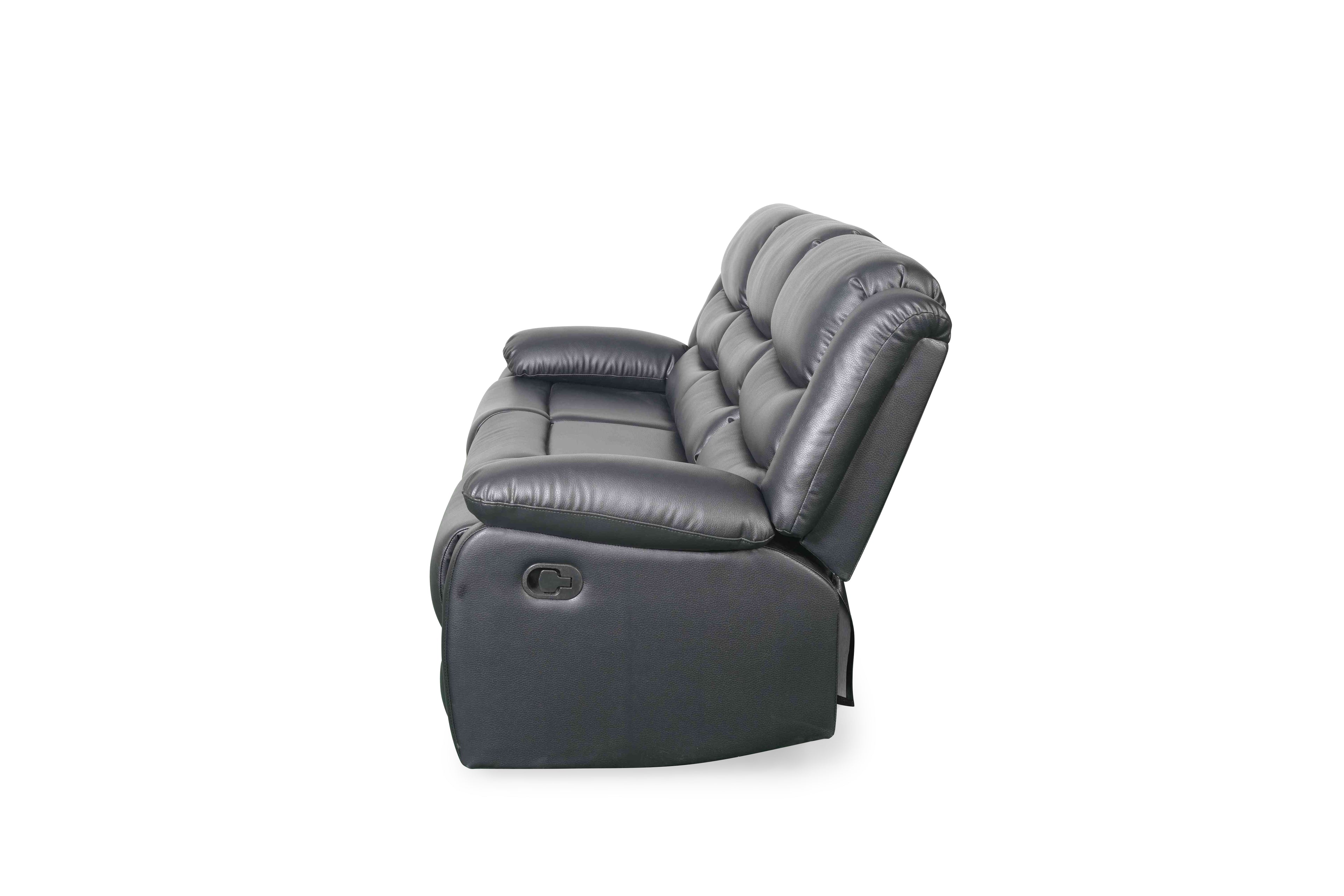 Conrad Manual Recliner Sofa Black 3 Seater