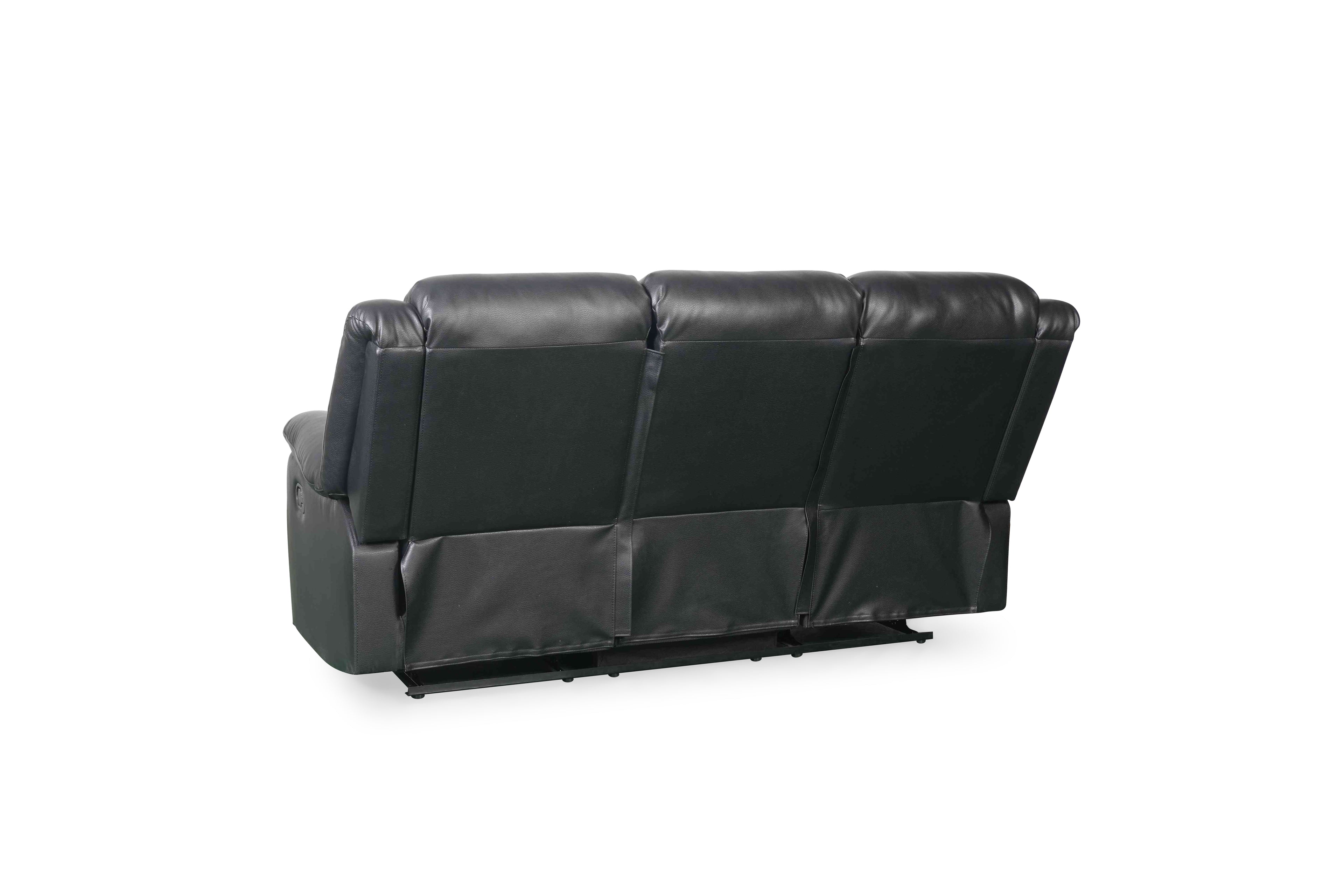 Conrad Manual Recliner Sofa Black 3 Seater