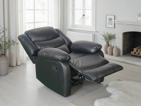 Conrad Manual Recliner Sofa Black Armchair