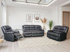 Conrad Manual Recliner Sofa Black 3 Seater