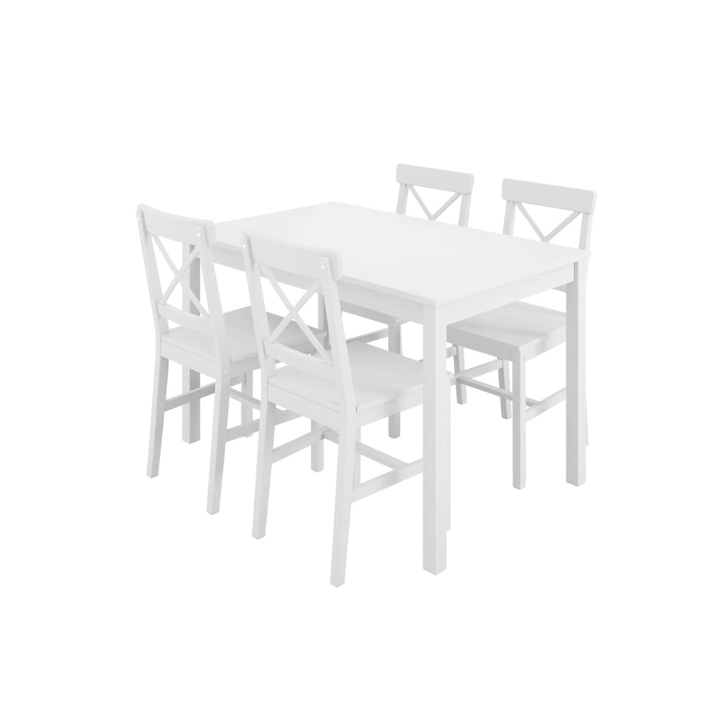 CRAWFORD WHITE 4 SEATER DINING TABLE & CHAIRS
