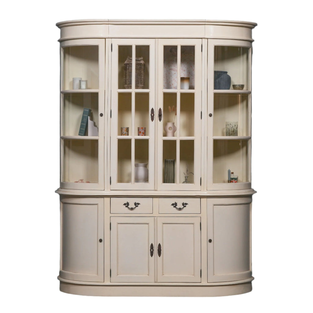 Large Vintage Cream Dresser Display Cabinet