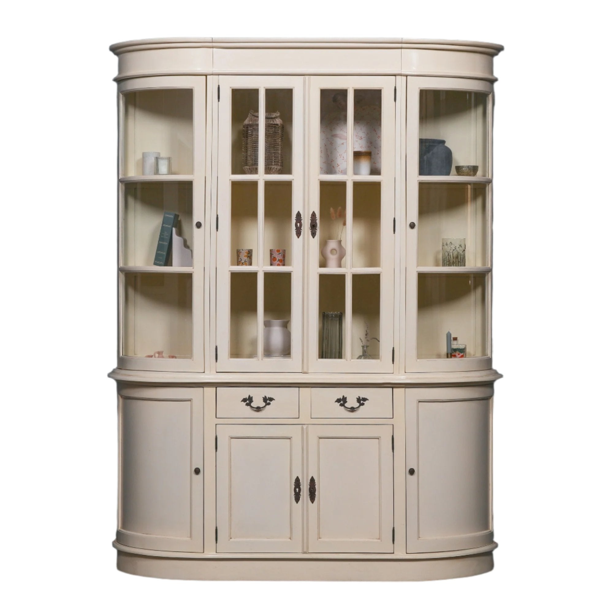 Large Vintage Cream Dresser Display Cabinet