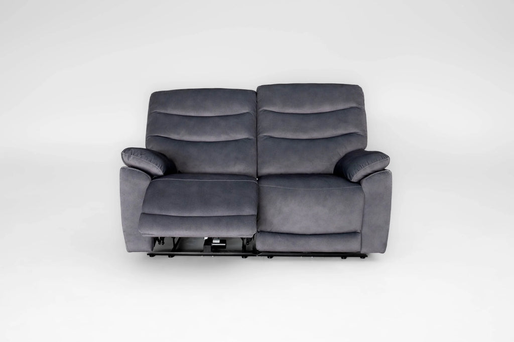Toledo Steel Grey  Lay-Z-Boy Style Fabric Power Recliner 2 Seater Sofa
