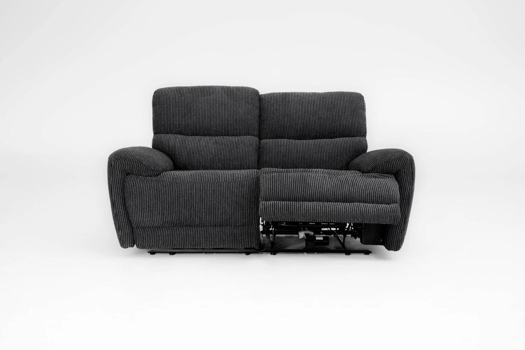 Cairo Black Lay-Z-Boy Style Fabric Power Recliner 2 Seater Sofa