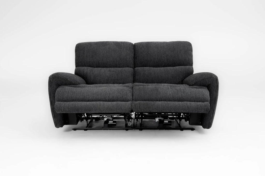 Cairo Black Lay-Z-Boy Style Fabric Power Recliner 2 Seater Sofa