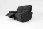 Cairo Black Lay-Z-Boy Style Fabric Power Recliner 2 Seater Sofa