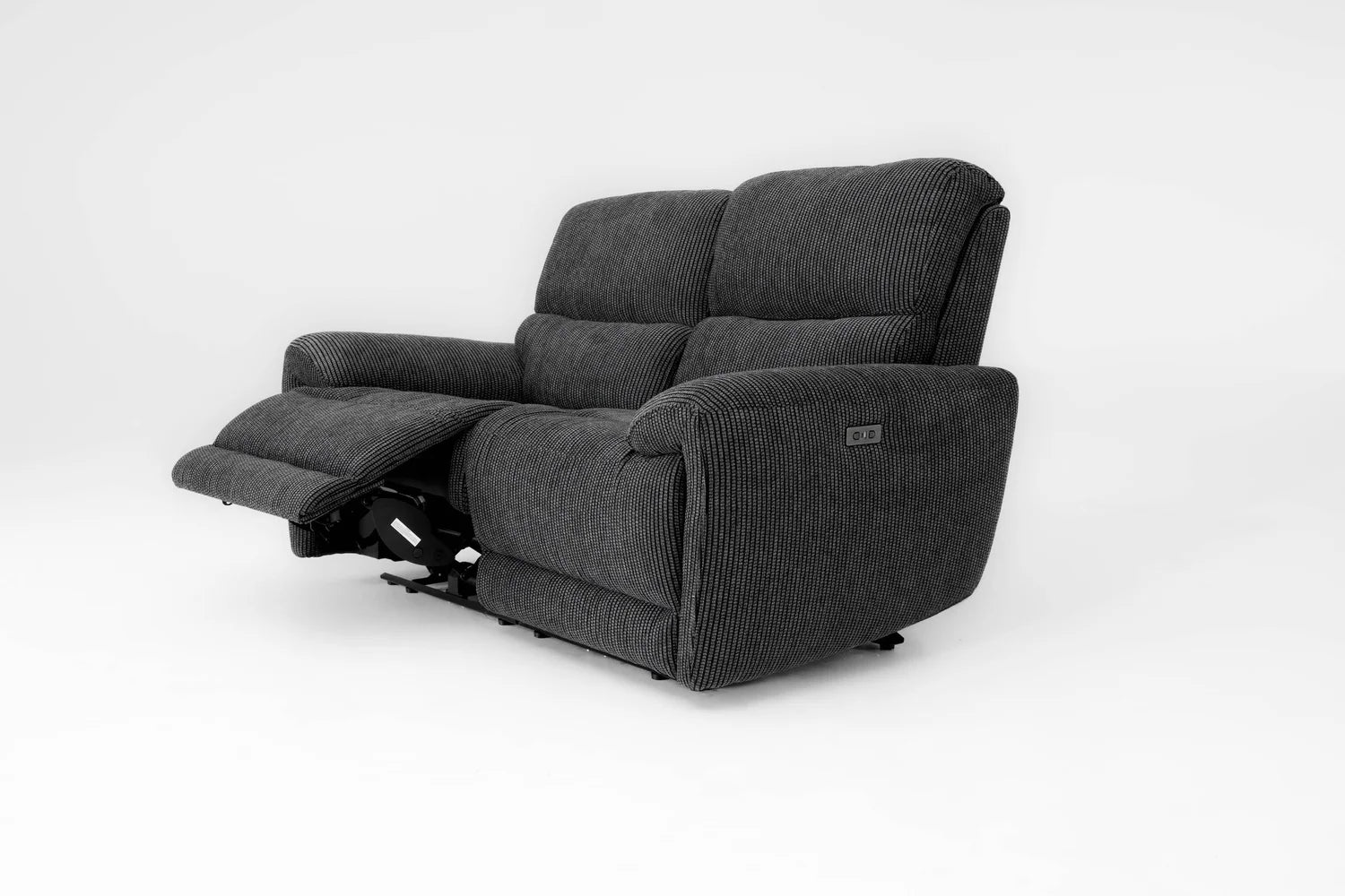 Cairo Black Lay-Z-Boy Style Fabric Power Recliner 2 Seater Sofa