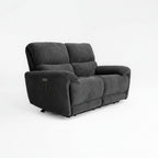 Cairo Black Lay-Z-Boy Style Fabric Power Recliner 2 Seater Sofa