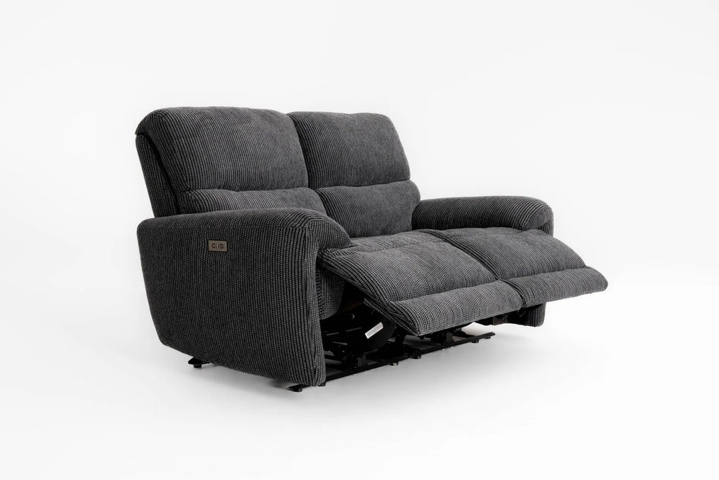 Cairo Black Lay-Z-Boy Style Fabric Power Recliner 2 Seater Sofa