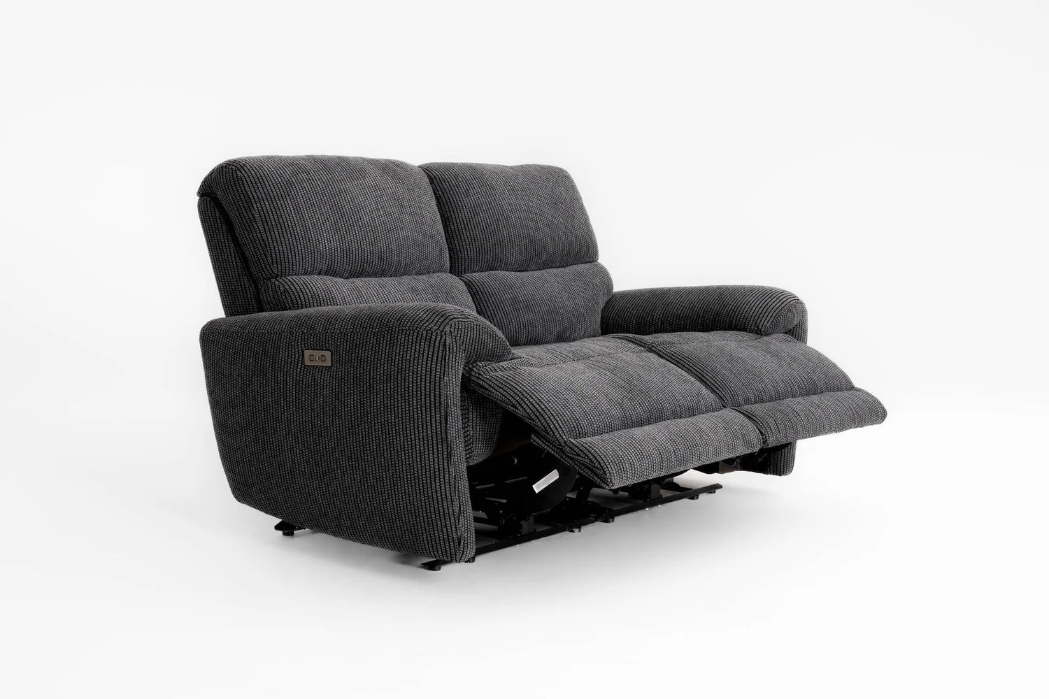 Cairo Black Lay-Z-Boy Style Fabric Power Recliner 2 Seater Sofa
