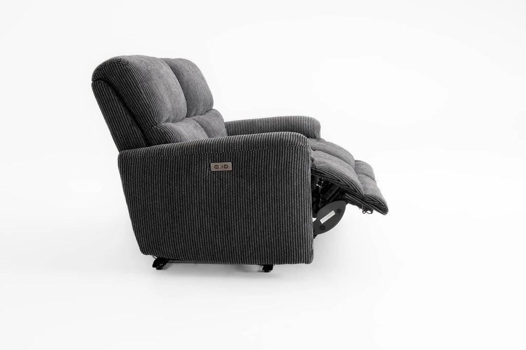 Cairo Black Lay-Z-Boy Style Fabric Power Recliner 3 Seater Sofa