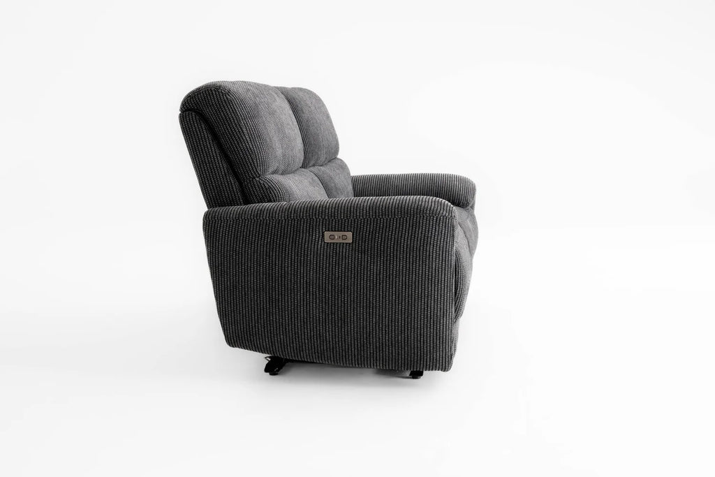 Cairo Black Lay-Z-Boy Style Fabric Power Recliner 3 Seater Sofa