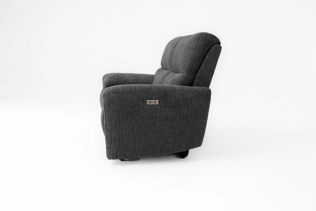 Cairo Black Lay-Z-Boy Style Fabric Power Recliner 3 Seater Sofa