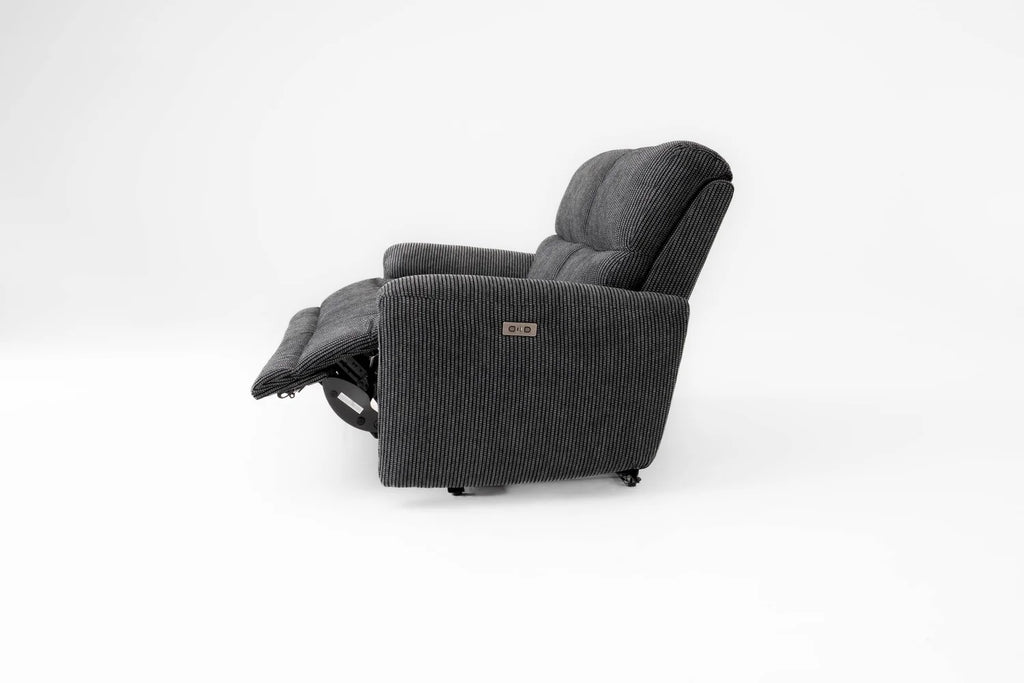 Cairo Black Lay-Z-Boy Style Fabric Power Recliner 2 Seater Sofa