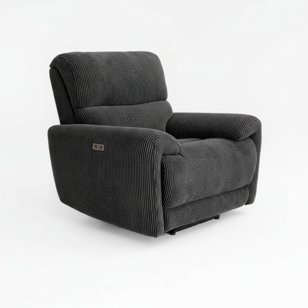 Cairo Black Lay-Z-Boy Style Fabric Power Recliner Chair