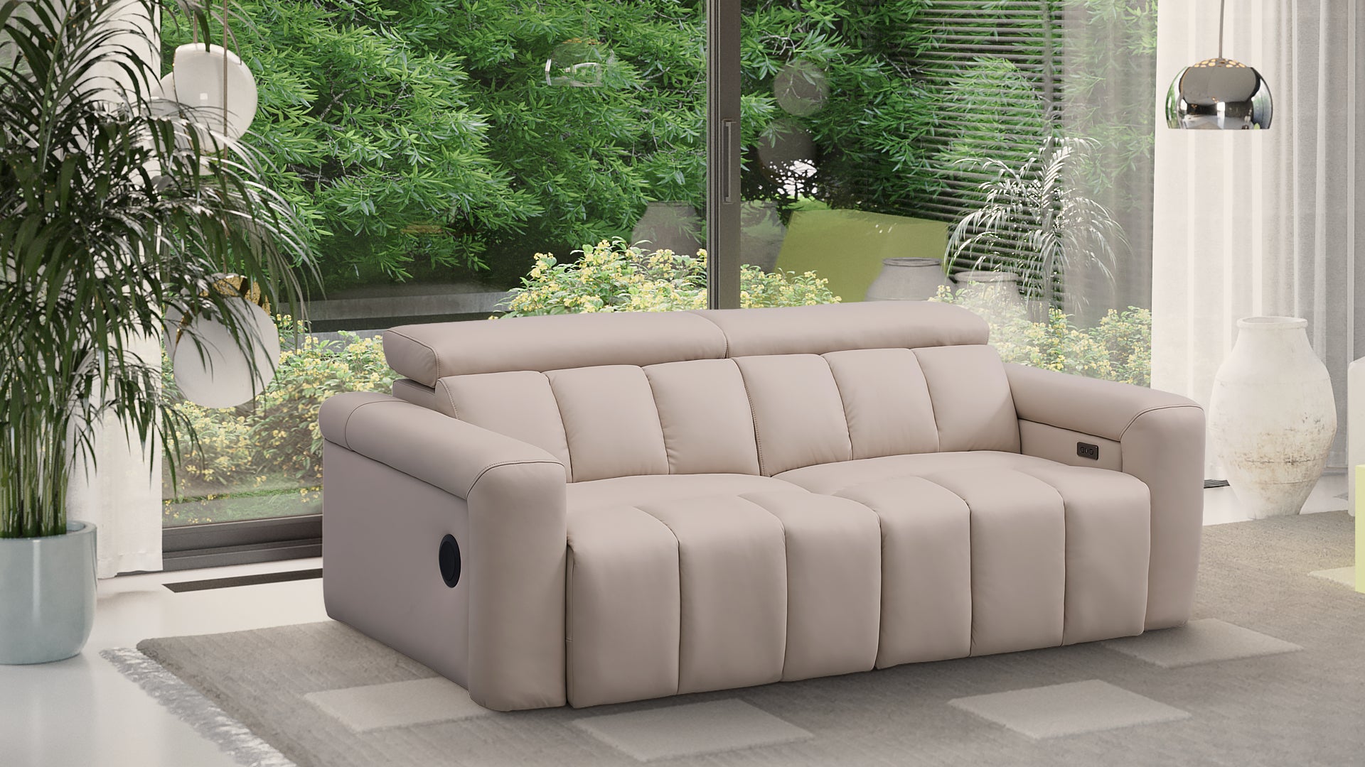 Dallas Cream Lay-Z-Boy Style Leather Power Recliner 3 Seater Sofa