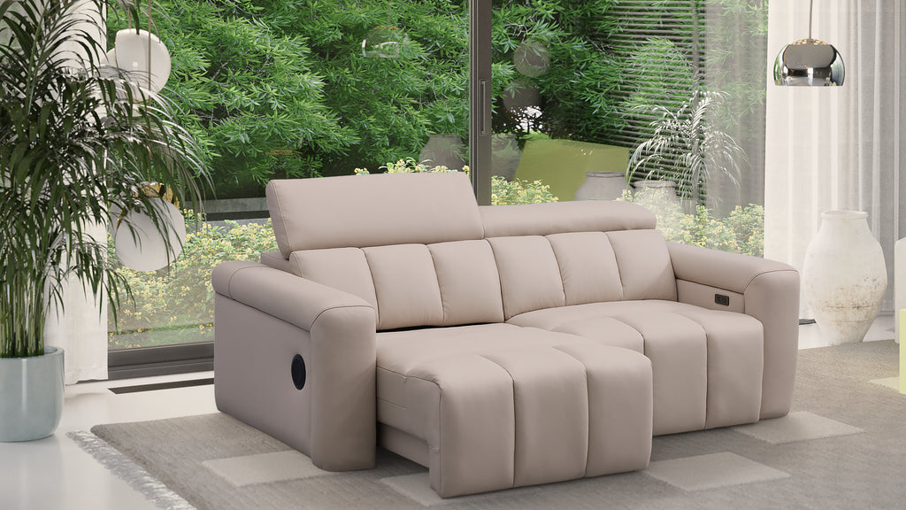 Dallas Cream Lay-Z-Boy Style Leather Power Recliner 3 Seater Sofa