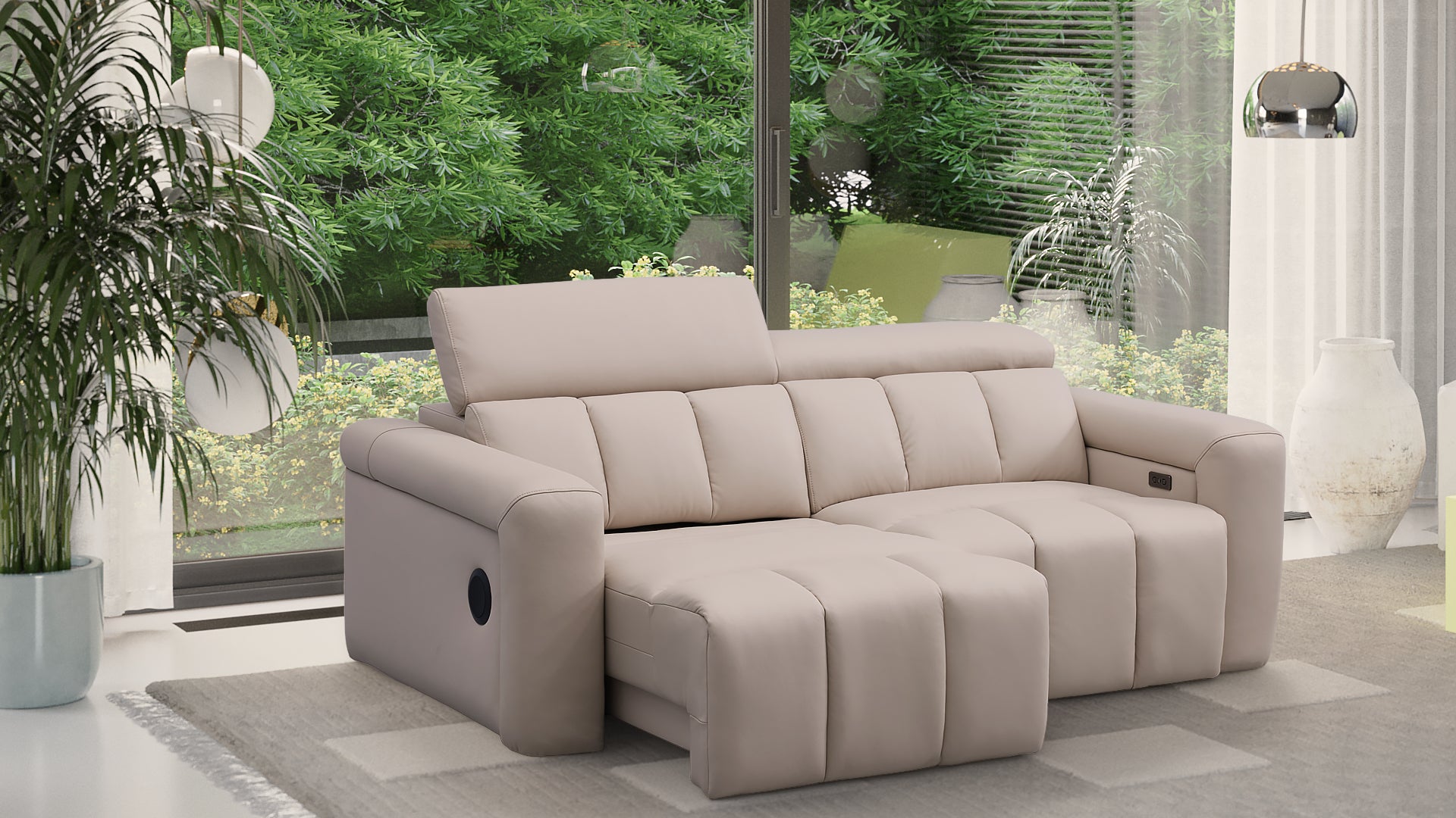 Dallas Cream Lay-Z-Boy Style Leather Power Recliner 3 Seater Sofa