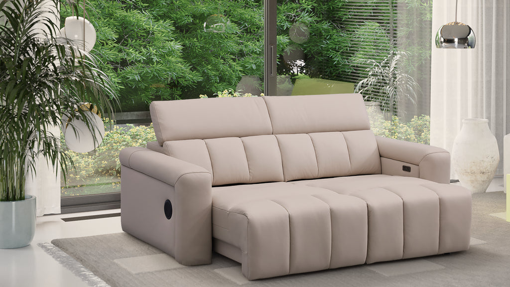 Dallas Cream Lay-Z-Boy Style Leather Power Recliner 3 Seater Sofa