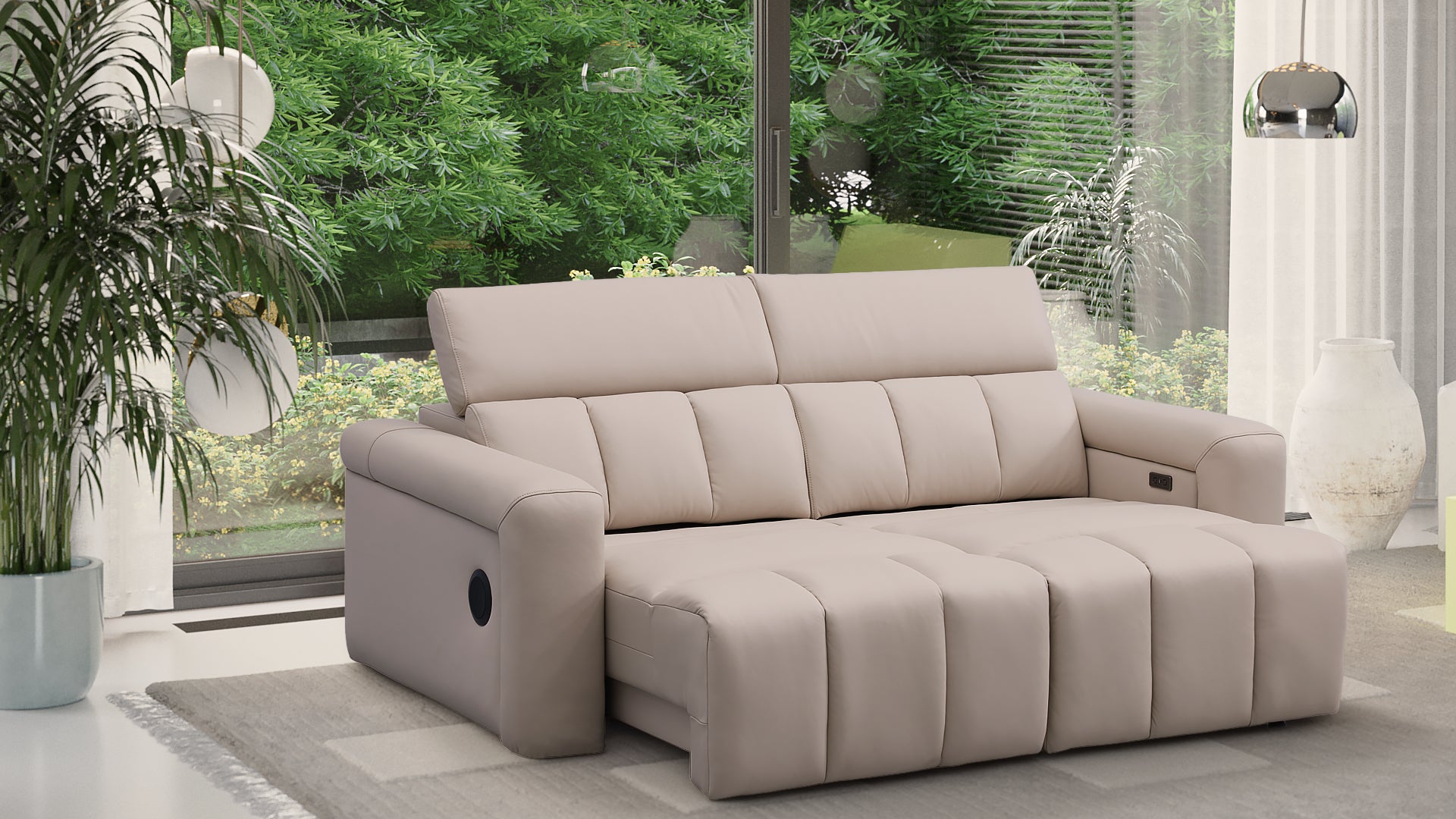 Dallas Cream Lay-Z-Boy Style Leather Power Recliner 3 Seater Sofa