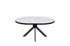 Danello Round Extending Dining Table White & Sunset Cloud Vein Ceramic