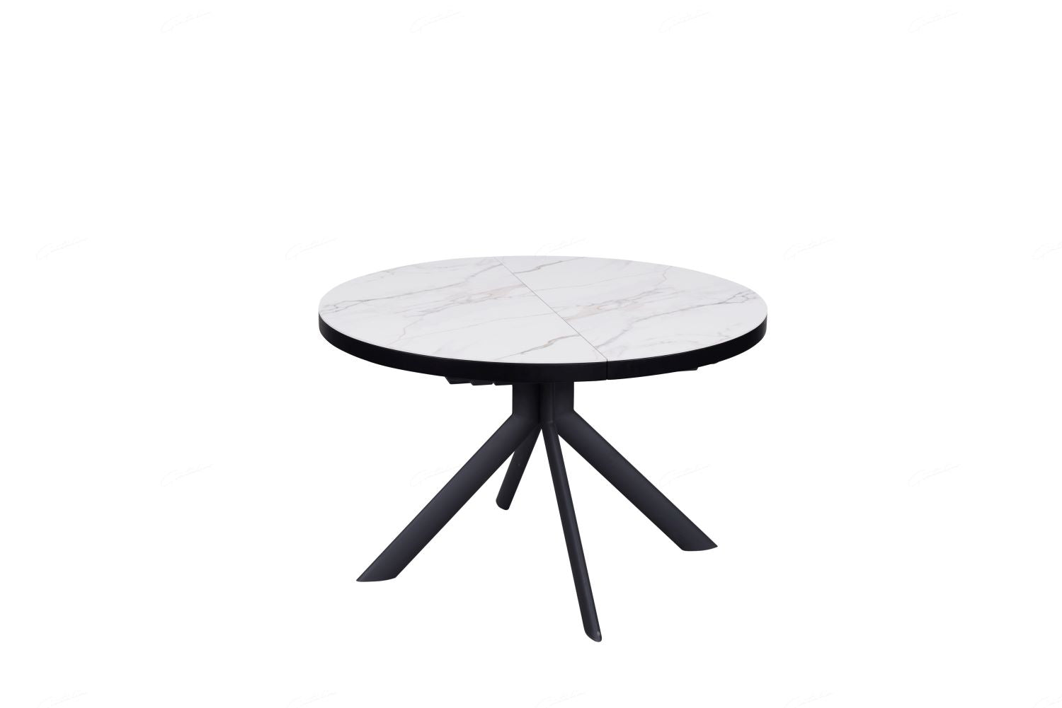 Danello Round Extending Dining Table White & Sunset Cloud Vein Ceramic