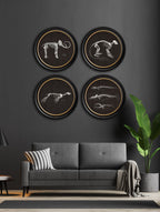 c.1870 Anatomical Skeletons - Dark - Round Frames