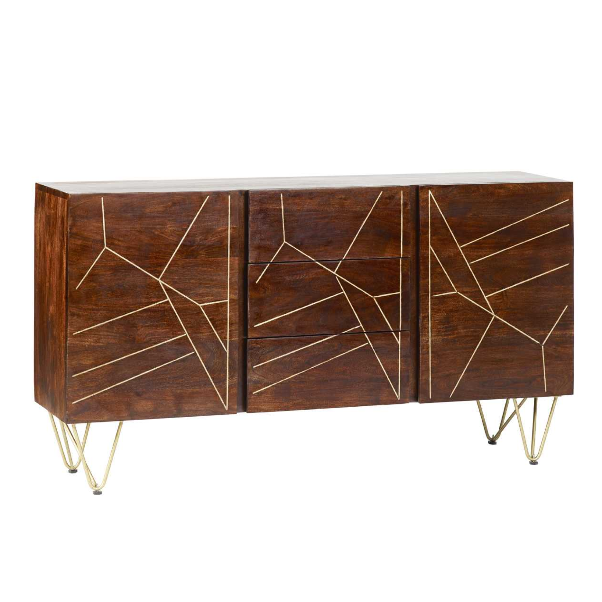 Jai Solid Mango Wood Extra Large Sideboard 3 Drawers and 2 Doors