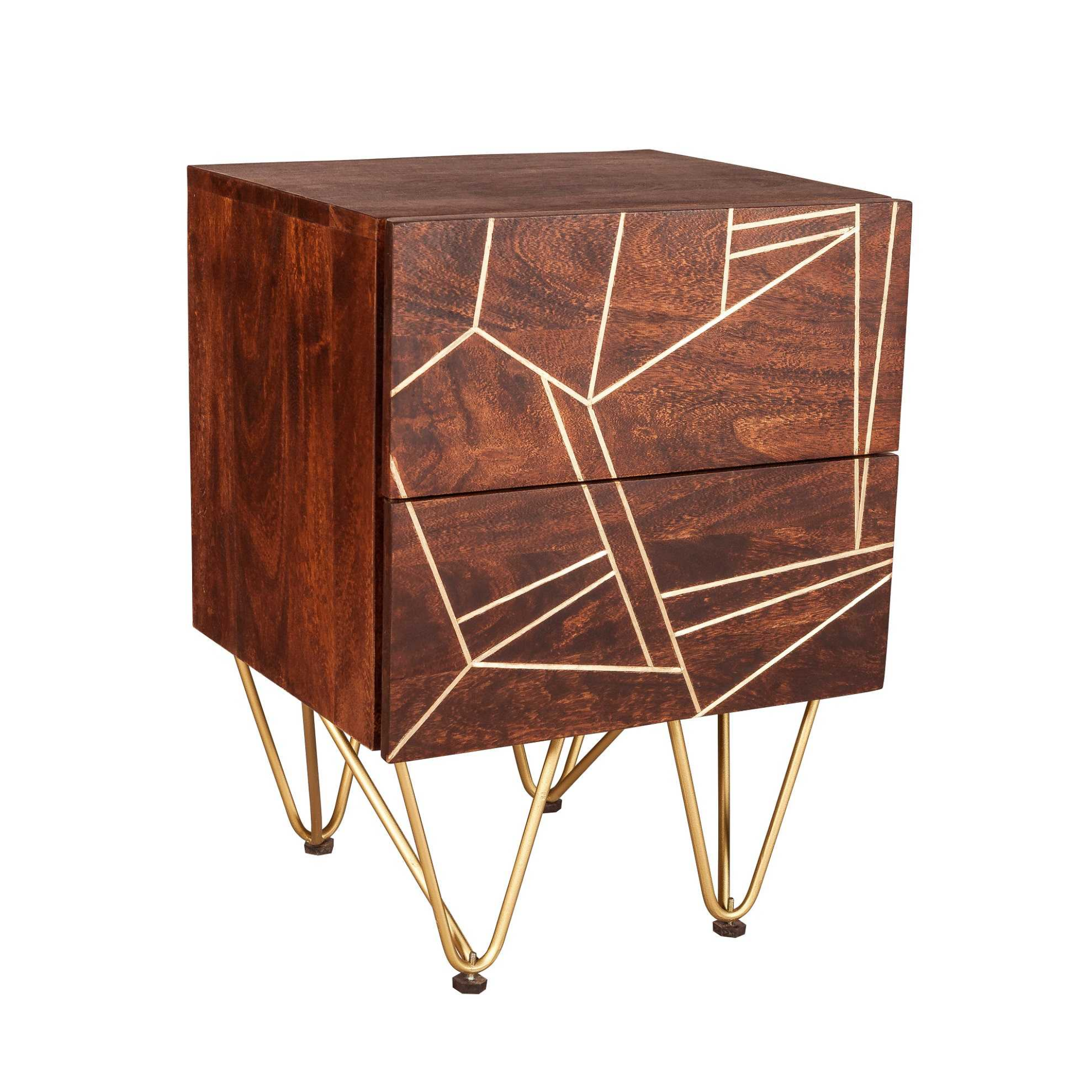 Jai Gold Two Drawer Side Table
