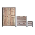 Stretton 3 Piece Bedroom Set 4 Door Wardrobe