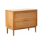 Lyon Rattan and Oak Wood Two Drawer Chest
