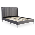 Athena Grey Velvet Super King Avery Bed