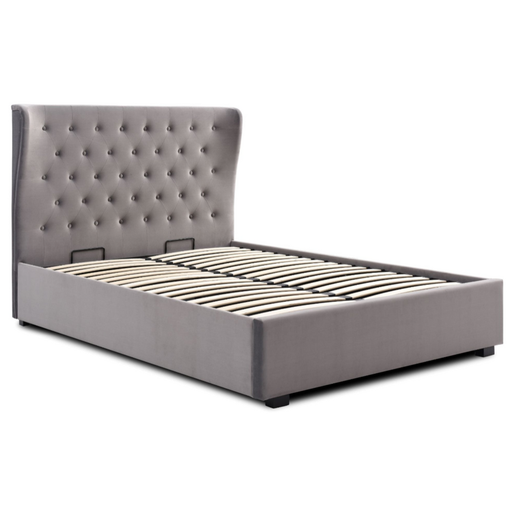 Athena Grey Velvet Super King Kensington Ottoman Bed Velvet