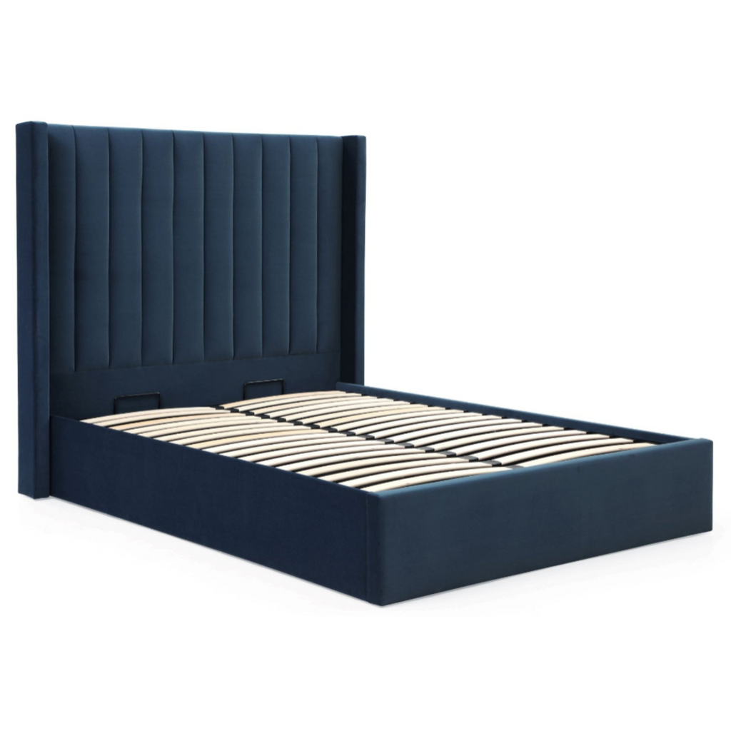 Athena Ink Velvet Super King Emerson Multi-Lift Ottoman Bed