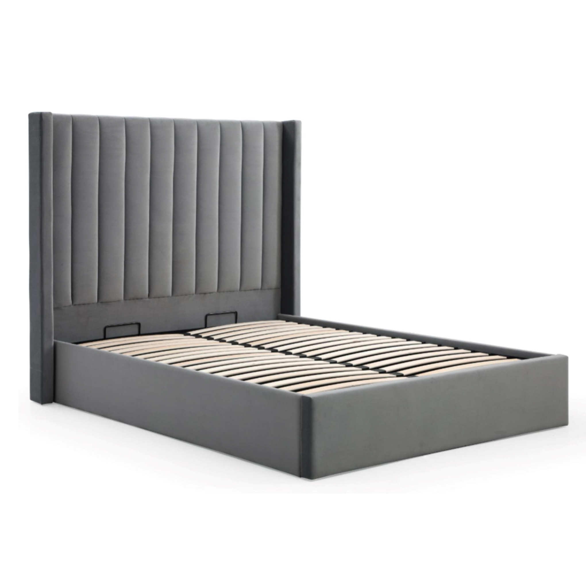 Athena Grey Velvet Super King Emerson Multi-Lift Ottoman Bed