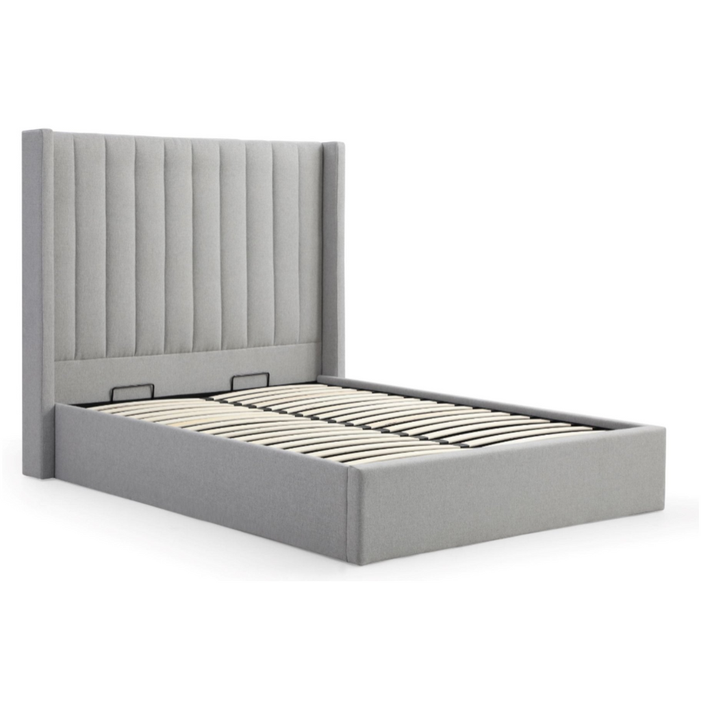 Neptune Grey Faux Wool Super King Emerson Multi-Lift Ottoman Bed