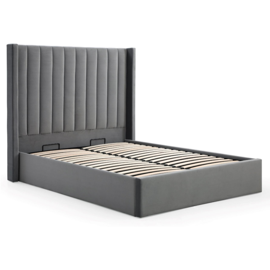Athena Grey Velvet Super King Emerson Ottoman Bed