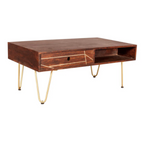 Jai Solid Mango Wood Rectangular Coffee Table with Drawer