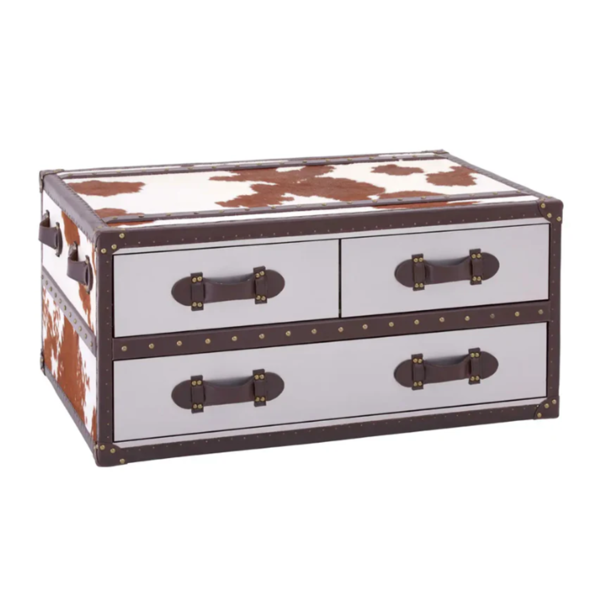 Kensington Townhouse Brown And White Genuine Cowhide Coffee Table