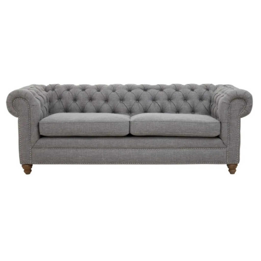 Stella Three Seat Grey Linen Sofa