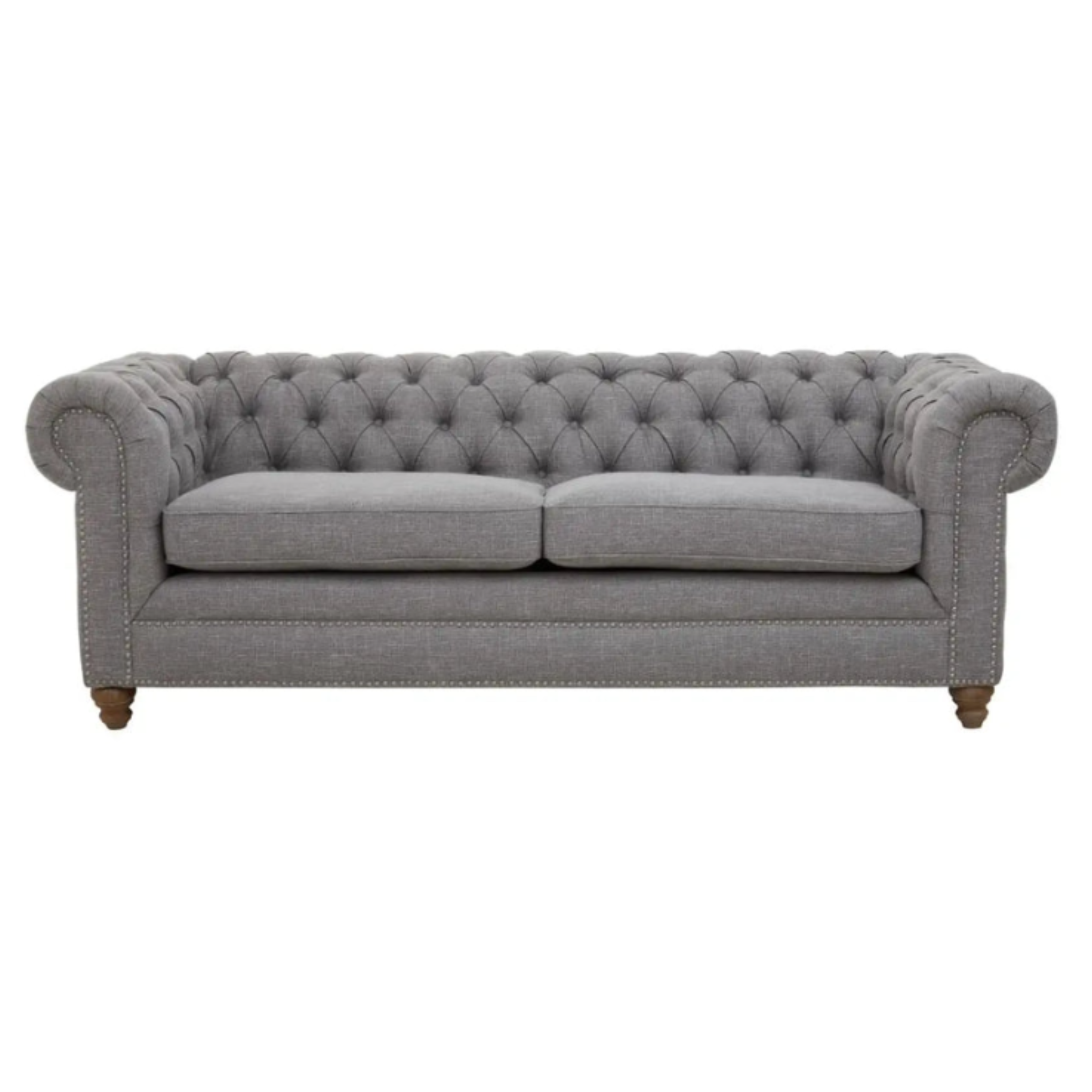 Stella Three Seat Grey Linen Sofa