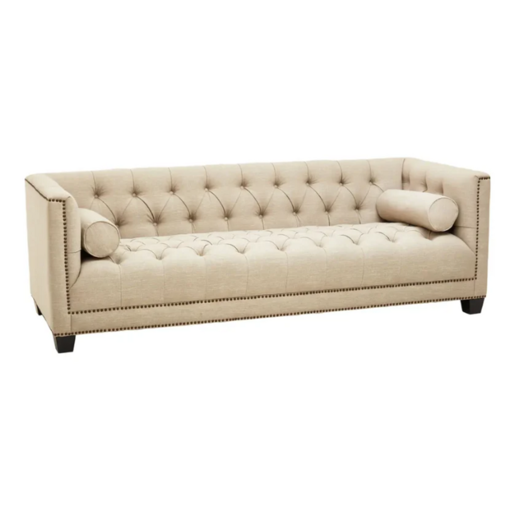 Surina 3 Seat Stone Fabric Sofa